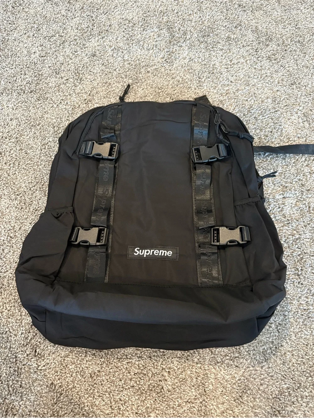 Supreme Black Buckle-Front Backpack